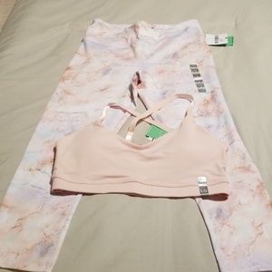 Pink Workout Leggings/Sports Bra Set